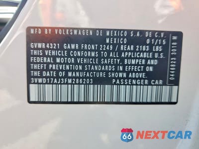Zdjęcie 12 z 12 samochodu: 2015 VOLKSWAGEN JETTA SE VIN:3VWD17AJ3FM286203 - miniatura