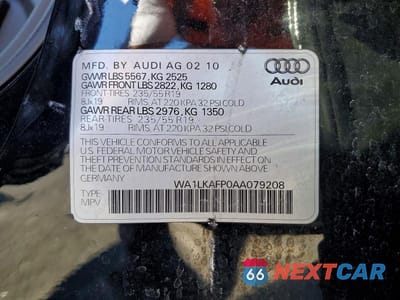 Zdjęcie 13 z 13 samochodu: 2010 AUDI Q5 PREMIUM PLUS VIN:WA1LKAFP0AA079208 - miniatura