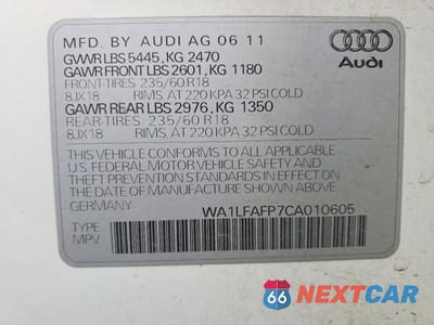 Zdjęcie 13 z 13 samochodu: 2012 AUDI Q5 PREMIUM PLUS VIN:WA1LFAFP7CA010605 - miniatura