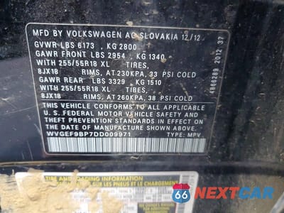 Zdjęcie 14 z 14 samochodu: 2013 VOLKSWAGEN TOUAREG V6 VIN:WVGEF9BP7DD009971 - miniatura