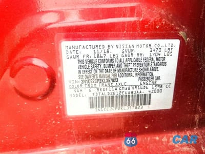Zdjęcie 12 z 12 samochodu: 2019 NISSAN VERSA NOTE SV VIN:3N1CE2CP2KL357823 - miniatura