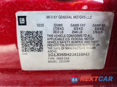 Zdjęcie 12 z 12 samochodu: 2018 CHEVROLET SONIC LT VIN:1G1JD5SH2J4116943 - miniatura