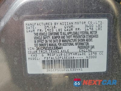 Zdjęcie 13 z 13 samochodu: 2018 NISSAN KICKS SV VIN:3N1CP5CU2JL535441 - miniatura