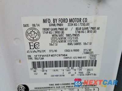Zdjęcie 12 z 12 samochodu: 2014 FORD F150 SUPERCREW VIN:1FTFW1EF4EFC97984 - miniatura