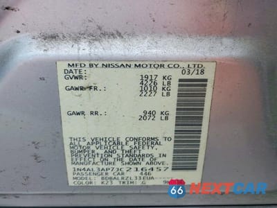 Zdjęcie 12 z 12 samochodu: 2018 NISSAN ALTIMA 2.5 SL VIN:1N4AL3AP7JC216457 - miniatura