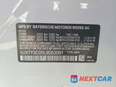 Zdjęcie 14 z 14 samochodu: 2020 BMW X3 VIN:5UXTY3C05L9D63091 - miniatura