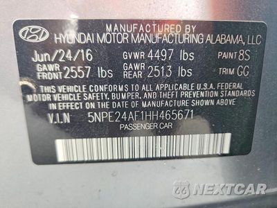 Zdjęcie 12 z 12 samochodu: 2017 HYUNDAI SONATA BASE VIN:5NPE24AF1HH465671 - miniatura
