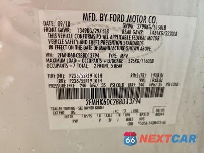 Zdjęcie 13 z 13 samochodu: 2011 FORD FLEX LIMITED VIN:2FMHK6DC2BBD13794 - miniatura