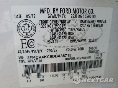 Zdjęcie 14 z 14 samochodu: 2013 FORD EDGE LIMITED VIN:2FMDK4KC6DBA38715 - miniatura