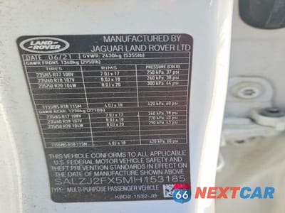 Zdjęcie 12 z 12 samochodu: 2021 LAND ROVER RANGE ROVER EVOQUE S VIN:SALZJ2FX5MH153185 - miniatura