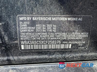 Zdjęcie 10 z 10 samochodu: 2012 BMW 328 I VIN:WBA3A5C5XCF258376 - miniatura