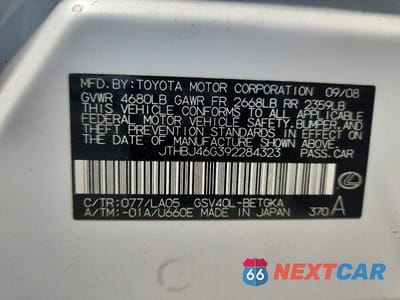 Zdjęcie 13 z 13 samochodu: 2009 LEXUS ES 350 VIN:JTHBJ46G392284323 - miniatura