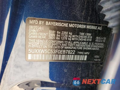 Zdjęcie 13 z 13 samochodu: 2015 BMW X4 XDRIVE35I VIN:5UXXW5C53F0E87822 - miniatura