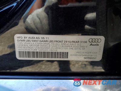 Zdjęcie 12 z 12 samochodu: 2011 AUDI A8 L QUATTRO VIN:WAURVAFD4BN028122 - miniatura