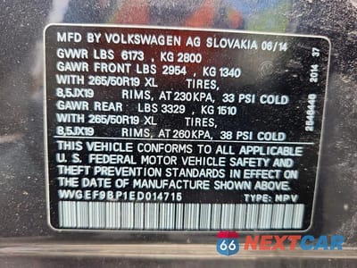 Zdjęcie 13 z 13 samochodu: 2014 VOLKSWAGEN TOUAREG V6 VIN:WVGEF9BP1ED014715 - miniatura