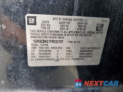 Zdjęcie 14 z 14 samochodu: 2015 CHEVROLET TAHOE C1500 LT VIN:1GNSCBKC1FR232797 - miniatura