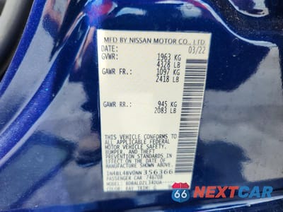 Zdjęcie 12 z 12 samochodu: 2022 NISSAN ALTIMA S VIN:1N4BL4BV0NN356366 - miniatura