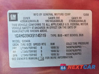 Zdjęcie 13 z 13 samochodu: 2009 CHEVROLET EXPRESS VIN:1GAHG35KX91145119 - miniatura