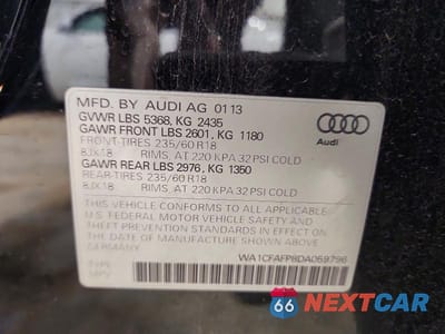 Zdjęcie 13 z 13 samochodu: 2013 AUDI Q5 PREMIUM VIN:WA1CFAFP8DA059796 - miniatura