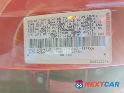 Zdjęcie 12 z 12 samochodu: 2002 TOYOTA ECHO VIN:JTDBT123220215105 - miniatura