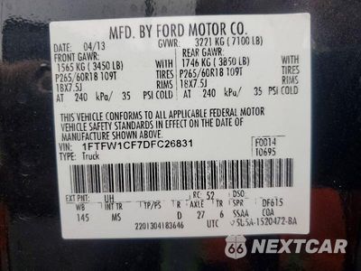Zdjęcie 13 z 13 samochodu: 2013 FORD F150 SUPERCREW VIN:1FTFW1CF7DFC26831 - miniatura