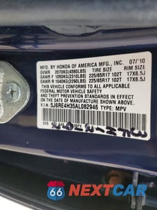 Zdjęcie 14 z 14 samochodu: 2010 HONDA CR-V LX VIN:5J6RE4H35AL082946 - miniatura