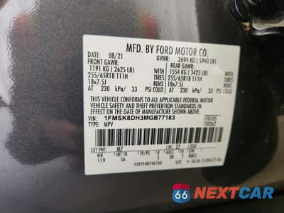 Zdjęcie 14 z 14 samochodu: 2021 FORD EXPLORER XLT VIN:1FMSK8DH3MGB77183 - miniatura