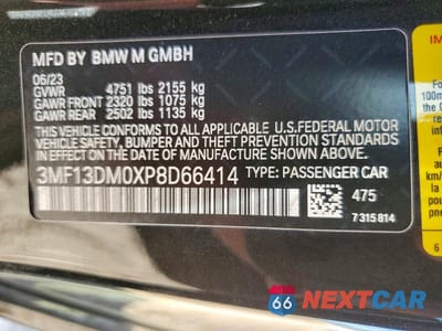 Zdjęcie 12 z 12 samochodu: 2023 BMW M2 VIN:3MF13DM0XP8D66414 - miniatura