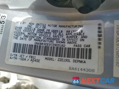 Zdjęcie 12 z 12 samochodu: 2007 TOYOTA COROLLA L/LE VIN:1NXBR30E97Z805182 - miniatura