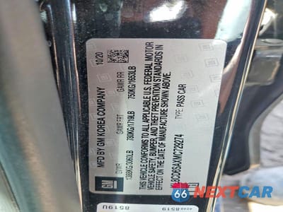 Zdjęcie 12 z 12 samochodu: 2021 CHEVROLET SPARK 1LT VIN:KL8CD6SAXMC729274 - miniatura