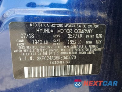 Zdjęcie 12 z 12 samochodu: 2019 HYUNDAI ACCENT SE VIN:3KPC24A36KE045073 - miniatura