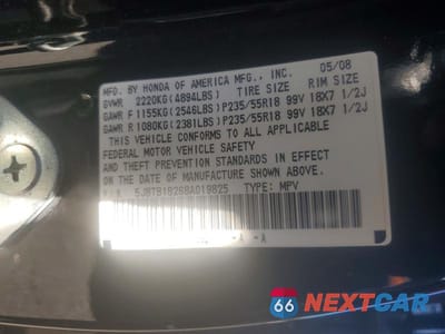 Zdjęcie 13 z 13 samochodu: 2008 ACURA RDX VIN:5J8TB18268A019825 - miniatura