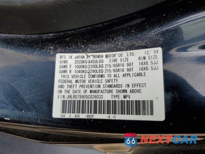Zdjęcie 13 z 13 samochodu: 2005 HONDA CR-V SE VIN:JHLRD78905C026033 - miniatura