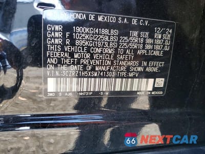 Zdjęcie 13 z 13 samochodu: 2025 HONDA HR-V SPORT VIN:3CZRZ1H5XSM741303 - miniatura
