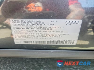 Zdjęcie 12 z 12 samochodu: 2019 AUDI E-TRON PRESTIGE VIN:WA1VAAGE3KB006838 - miniatura