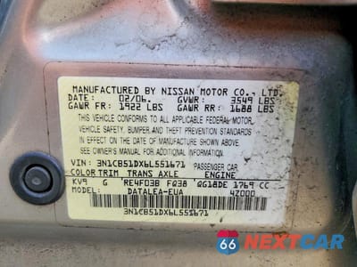 Zdjęcie 12 z 12 samochodu: 2006 NISSAN SENTRA VIN:3N1CB51DX6L551671 - miniatura