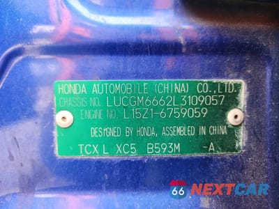 Zdjęcie 13 z 13 samochodu: 2020 HONDA CITY VIN:LUCGM6662L3109057 - miniatura