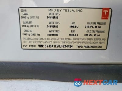 Zdjęcie 12 z 12 samochodu: 2018 TESLA MODEL S VIN:5YJSA1E20JF244434 - miniatura