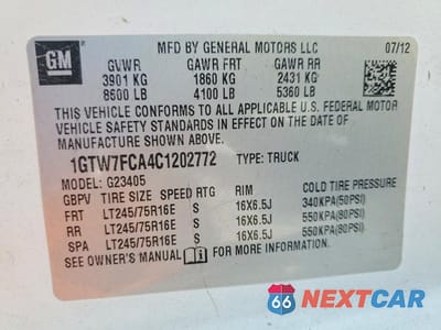 Zdjęcie 13 z 13 samochodu: 2012 GMC SAVANA G2500 VIN:1GTW7FCA4C1202772 - miniatura