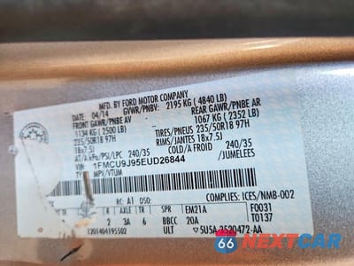 Zdjęcie 13 z 13 samochodu: 2014 FORD ESCAPE TITANIUM VIN:1FMCU9J95EUD26844 - miniatura