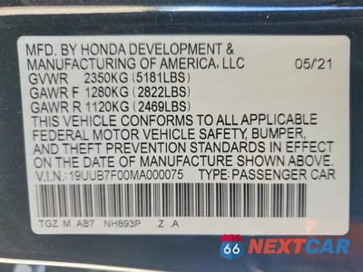 Zdjęcie 13 z 13 samochodu: 2021 ACURA TLX TYPE S VIN:19UUB7F00MA000075 - miniatura