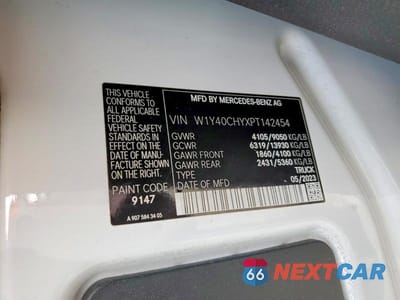 Zdjęcie 13 z 13 samochodu: 2023 MERCEDES BENZ SPRINTER 2500 DELIVERY VAN VIN:W1Y40CHYXPT142454 - miniatura