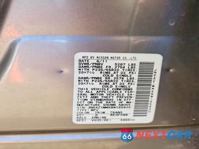 Zdjęcie 13 z 13 samochodu: 2011 NISSAN MURANO S VIN:JN8AZ1MWXBW185600 - miniatura