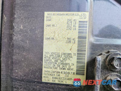 Zdjęcie 12 z 12 samochodu: 2011 NISSAN ALTIMA VIN:1N4AL2AP5BN430878 - miniatura