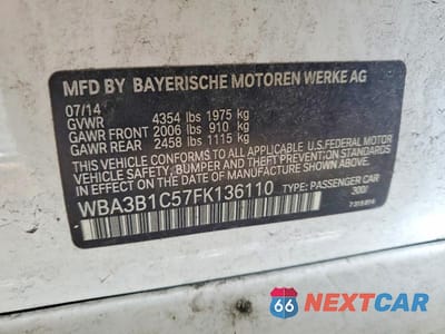 Zdjęcie 12 z 12 samochodu: 2015 BMW 320 I VIN:WBA3B1C57FK136110 - miniatura