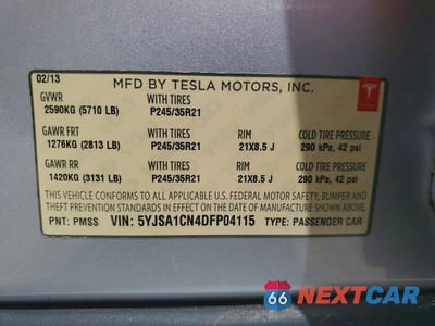 Zdjęcie 13 z 13 samochodu: 2013 TESLA MODEL S VIN:5YJSA1CN4DFP04115 - miniatura