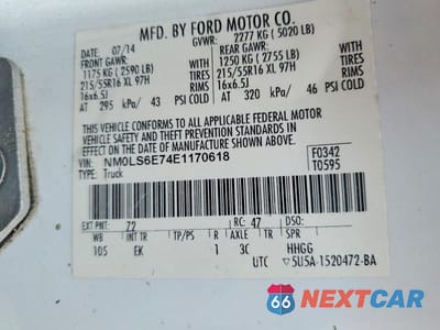 Zdjęcie 12 z 12 samochodu: 2014 FORD TRANSIT CONNECT XL UTILITY / SERVICE VAN VIN:NM0LS6E74E1170618 - miniatura