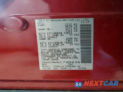 Zdjęcie 12 z 12 samochodu: 2015 NISSAN ROGUE SL VIN:5N1AT2MV6FC790436 - miniatura
