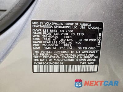 Zdjęcie 13 z 13 samochodu: 2021 VOLKSWAGEN ATLAS SE VIN:1V2HP2CA2MC553881 - miniatura