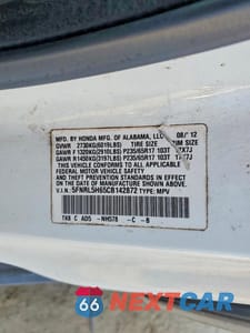 Zdjęcie 13 z 13 samochodu: 2012 HONDA ODYSSEY EXL VIN:5FNRL5H65CB142872 - miniatura